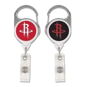 HOUSTON ROCKETS 2 SIDED METAL RETRACTABLE ID BADGE HOLDER KEY CHAIN WINCRAFT - Picture 1 of 1