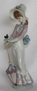 NEW LLADRO GARDEN SONG 7618 COLLECTOR SOCIETY GIRL WITH HAT & UMBRELLA FIGURINE - Picture 1 of 4