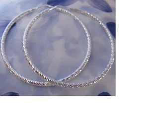 Boucles Oreilles Créole Lapidée 45 mm Argent Massif 925 de Dolly-Bijoux - Picture 1 of 2
