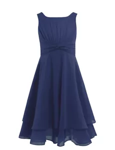 Flower Girls Dress Chiffon Knotted Waistband Wedding Bridesmaid Prom Gown Dress - Picture 1 of 77