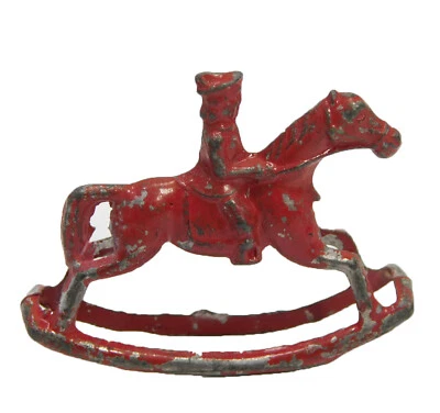 1912 CRACKER JACK PRIZE MAN OR SOLDIER ON BIG ROCKING HORSE STAND UP CAST METAL - Image 1 of 4