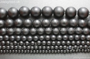 Natural Matte Black Onyx Gemstone Round Beads 4mm 5mm 6mm 8mm 10mm 12mm 15.5" - Picture 1 of 15