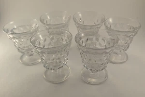 Set of Six Fostoria American Glass Footed Juice / Oyster Fruit Cocktail Tumblers - Picture 1 of 7