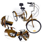 24-Zoll 3-Rad Fahrrad Erwachsene Rikscha Dreirad Trike mit Einkaufskorb 6-Gange