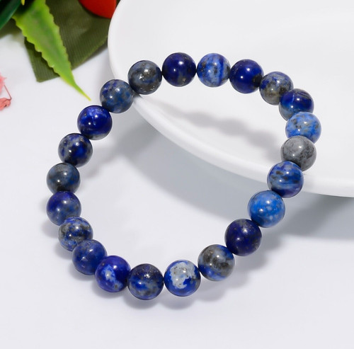 VALENTINO Bracciale Impilabile Perline Lapislazzuli Naturale Fatto a Mano Gioielli Regalo Per Lui