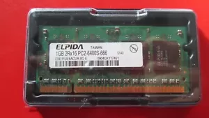 Elpida 1 GB DDR2 EBE11UE6ACUA PC2-6400S-666 6400 2Rx16 Laptop Memory (Tested !) - Picture 1 of 2