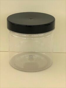 250ml Small Plastic Storage Jars with Black Caps (6-96 Multi Listing)