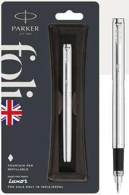 Pluma Estilográfica Parker Folio Acero Inoxidable Borde Cromo (Pack de 5) Foto 1 de 3