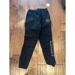 Puma Girls Black Jogger Sweatpants Logo Activewear Casual Medium NWT - Picture 1 of 4