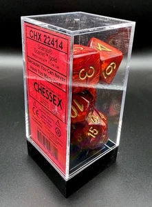 Chessex Dice 22414 Scarab Scarlet / gold Mega-Hedral 7 Die Set - Picture 1 of 4
