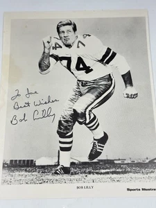 Bob Lilly Autographed Photo Inscribed Dallas Cowboys #74 Signed Black White 8x10 - Picture 1 of 5