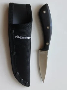 Cuchillo fijo Fox Edge 3" acero inoxidable hoja espiga completa mango negro madera de pakka - Imagen 1 de 12
