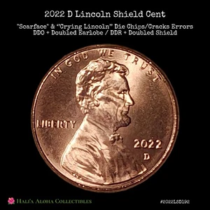 BU 2022 D Lincoln Shield Cent~Doubled Earlobe+Shield | Crying Lincoln | Scarface - Picture 1 of 13