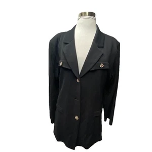 EXCLUSIVLEY MISOOK OPEN TEXTURE POCKETS LONG CARDIGAN Black Gold Buttons READ - Picture 1 of 19