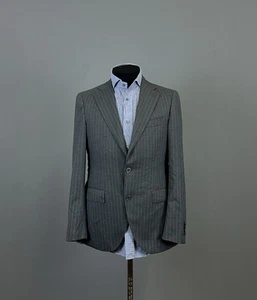 BOGGI MILANO grau gestreift Wolle zwei Knopf Sport Mantel Blazer Jacke Größe 50R - Bild 1 von 16