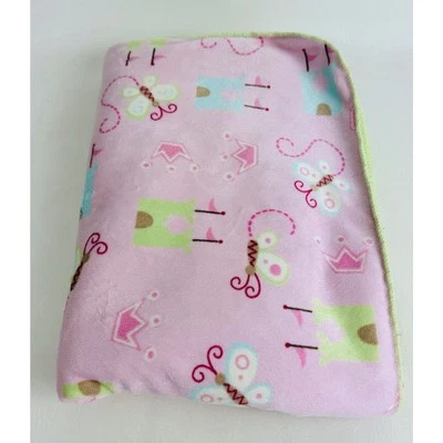 Manta Bebé Recién Nacido Castillos Mariposas Coronas Rosa Verde Sherpa Princesa Foto 1 de 4