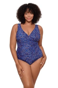 Women's Plus Size Swimwear Spotlight Oceanus Tummy Control V-Neck Soft Cup On... - Picture 1 of 4