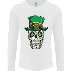 San Patricio Día de los Muertos Calavera Hombre Camiseta Manga Larga - Imagen 1 de 15