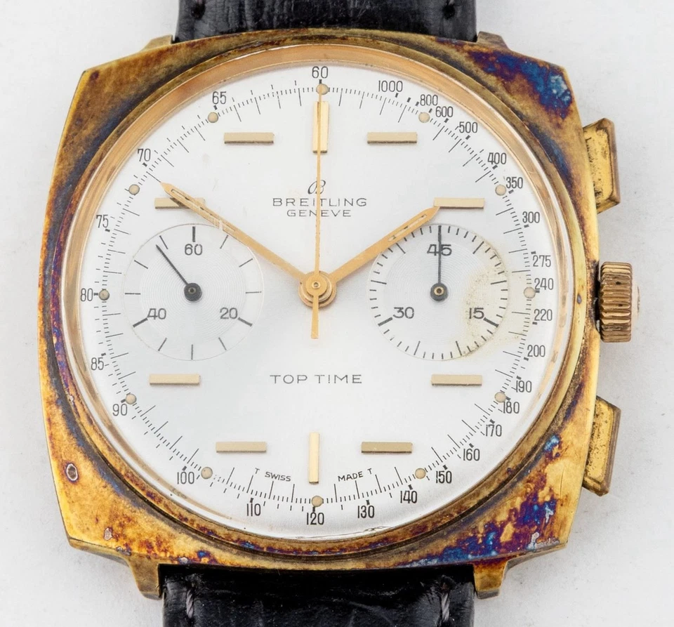 Breitling Top Time Cronógrafo - Vintage Cuerda Manual - Caja Cuadrada Chapada en Oro Foto 1 de 4