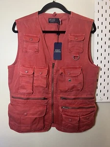 Polo Ralph Lauren Heritage Chino Utility Hunting Fishing Pocket Vest Red S NWT - Picture 1 of 5