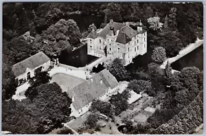 Vista aérea del castillo de Cannenburch, Vaassen Países Bajos, postal vintage RPPC - Imagen 1 de 2