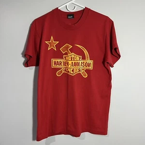 Vintage kurzärmeliges T-Shirt Harley Davidson Russland rot mit einzelnen Stichen Herren L - Bild 1 von 9