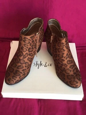 8 BOTINES para mujer ESTILO & Co. Marrón Cremallera Masrinaa Puntera Almendra Tacón Bloque  Foto 1 de 4