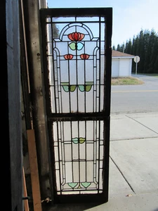 ~ ANTIQUE STAINED GLASS WINDOWS ~ TOP AND BOTTOM SET ~ ARCHITECTURAL SALVAGE - Picture 1 of 11