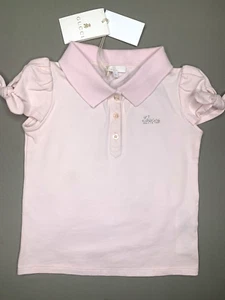 Gucci Kids Bow Short Sleeve Polo Girls Shirt pink Size 4 NWT Authentic - Picture 1 of 6