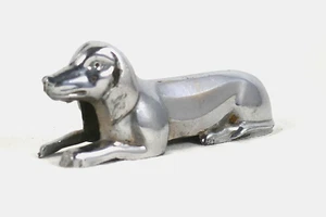 Art Deco Messebänkchen - Hund / Dackel, Metallguß verchromt, Messerbank um 1920 - Picture 1 of 2