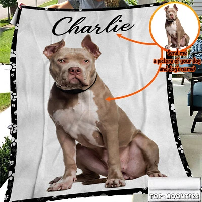 NEW Custom Blanket, Personalized Dog Cat Blanket using your Pet's Photo and Name - Image 1 of 4