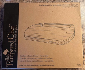PAMPERED CHEF - #1003 - REVERSIBLE BAMBOO CHEESE CUTTING BOARD - NEW IN BOX - Picture 1 of 4