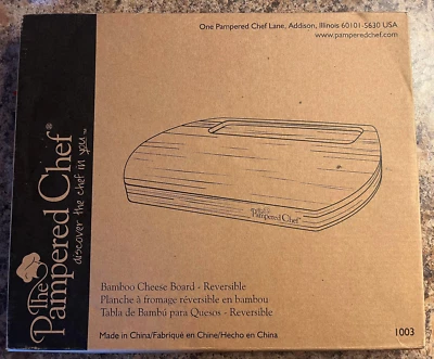 PAMPERED CHEF - #1003 - REVERSIBLE BAMBOO CHEESE CUTTING BOARD - NEW IN BOX - Image 1 of 4