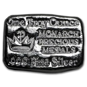 1 TROY OZ .999 FINE SILVER MONARCH HAND POURED CROWN BU - Picture 1 of 4