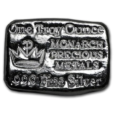 1 TROY OZ .999 FINE SILVER MONARCH HAND POURED CROWN BU - Image 1 of 4