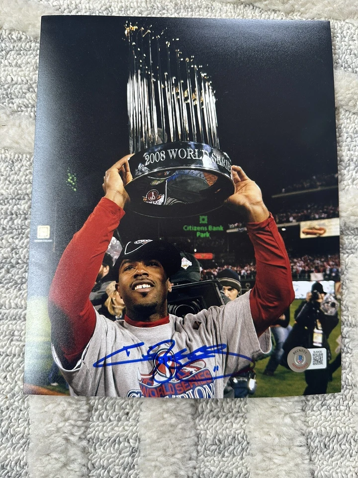 JIMMY ROLLINS PHILLES 08 WS SIGNED PHOTO BECKETT AUTHENTICATED  - Image 1 of 1