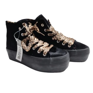 SixtySeven Outsider Velvet Ankle Boots Leopard Print Laces Black Dust Bag NWT - Picture 1 of 7