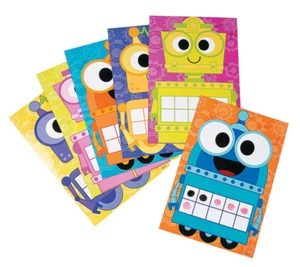 Juego de 6 grandes robots borrados en seco diez marcos recurso matemático 24 x 38 cm - Imagen 1 de 1