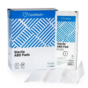CareStock White Abdominal Pad Sterile 8 X 10 Inch CS4254 48 ct - Picture 1 of 5