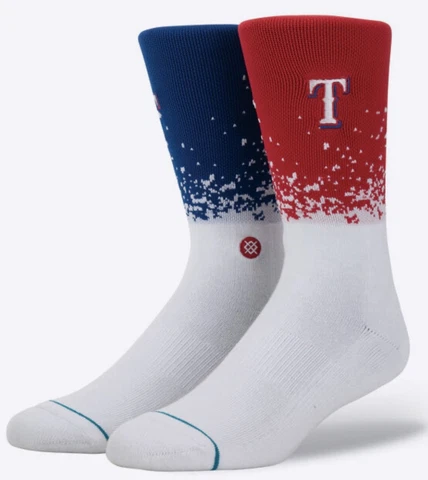 STANCE MLB Texas Rangers Fade Blue Red White Baseball Socks Mens Sz M Fits 6-8.5 Cover
