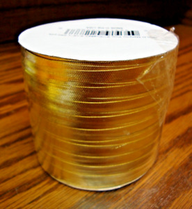 Gold Metallic Spool of Ribbon Poly-Embossed 3/16" x 250 Yards~Made in USA   AA10