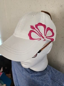 Tropical Trends DPC Hat White Adjustable Ball Cap Embroidered Hibiscus Flower - Picture 1 of 6