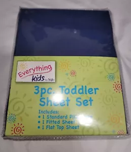 Everyday Kids by NoJo 3 Piece Toddler Sheet Set Solid Navy Blue New in Package - Picture 1 of 5
