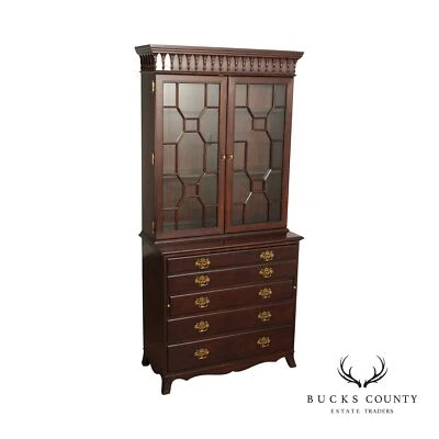 Hickory Chair Georgian Style Mahogany Bookcase Top Secretary Desk - Image 1 of 4