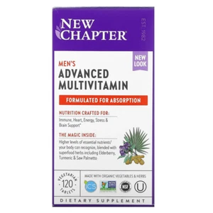New Chapter Men’s Advanced Multivitamin 120 tabs supports heart, energy & brain - Picture 1 of 4