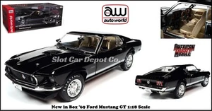 Auto World coleccionable negro '69 Ford Mustang GT escala 1:18 coche diecast AMM1292 - Imagen 1 de 12