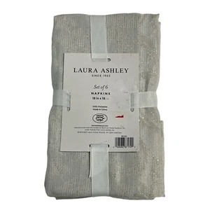Juego de 6 servilletas de cena Laura Ashley marfil plata acento metálico 18x18 cena - Imagen 1 de 5