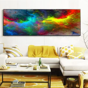 Abstract Art Canvas Painting Colorful Clouds Print Art Picture Canvas Wall Art - Picture 1 of 5