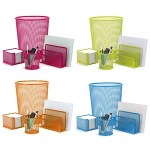 Metall Büro Netz Mülleimer Schreibtisch Ablage Set stationär ordentlich Brief Stift Halter 4 Stck. - Bild 1 von 11