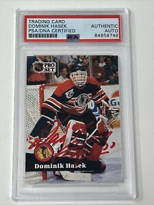 DOMINIK HASEK SIGNED ROOKIE CARD 1991-92 FRENCH PRO SET PSA DNA AUTHENTICATED